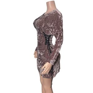 710/ Orchid Velvet Side Lace-up Tie Dress